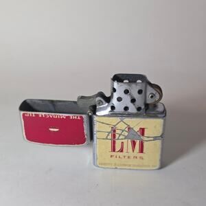L&M Vintage Continental Lighter Tobacco Advertising Silver 2 in